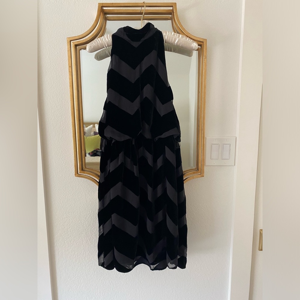 Alice & Olivia Chevron Velvet Dress
